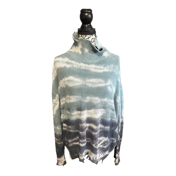 YOUNG FABULOUS AND BROKE Cameron Tie-Dye Distressed Rib-Knit Turtleneck Sweater - Picture 2 of 10